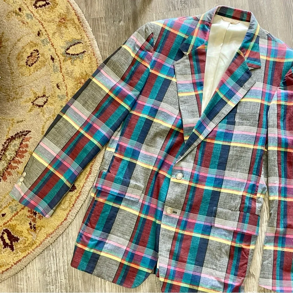 Vintage Tyson’s Menswear Inc. Colorful Plaid Two-Button Sports Coat Blazer 44L - Picture 2 of 16